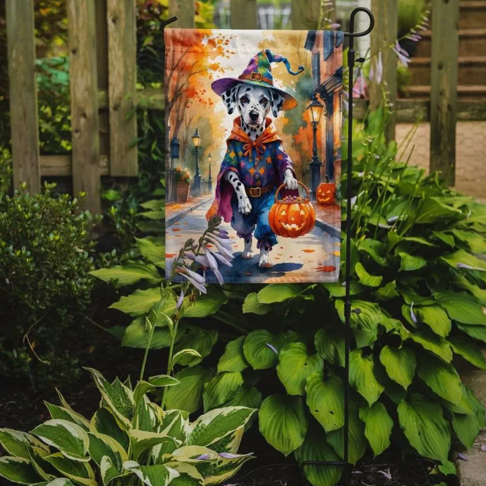 Edge Collections - 11.25" X 15.5" - Multicolor - Dalmatian Halloween Garden Flag - 1 Piece