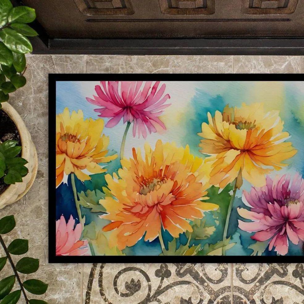 Edge Collections - 18" x 27" - Multicolor - Lilies Doormat Indoor Outdoor - 1 Piece