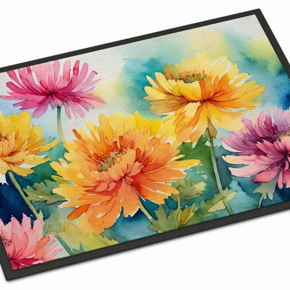 Edge Collections - 18" x 27" - Multicolor - Lilies Doormat Indoor Outdoor - 1 Piece