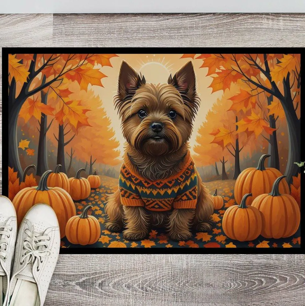Edge Collections - 24" x 36" - Multicolor - Cairn Terrier Fall Doormat Indoor Outdoor - 1 Piece