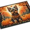 Edge Collections - 24" x 36" - Multicolor - Yorkshire Terrier Fall Doormat Non Slip Washable Rug - 1 Piece