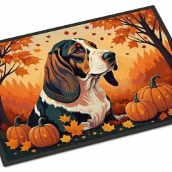 Edge Collections - 18" x 27" - Multicolor - Basset Hound Fall Doormat Non Slip Washable Indoor Outdoor - 1 Piece