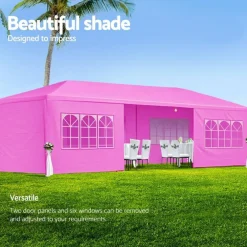 Edge Collections - 10' X 8.5' - Pink - Versatile Outdoor Party Canopy with Removable Walls - 1 Piece