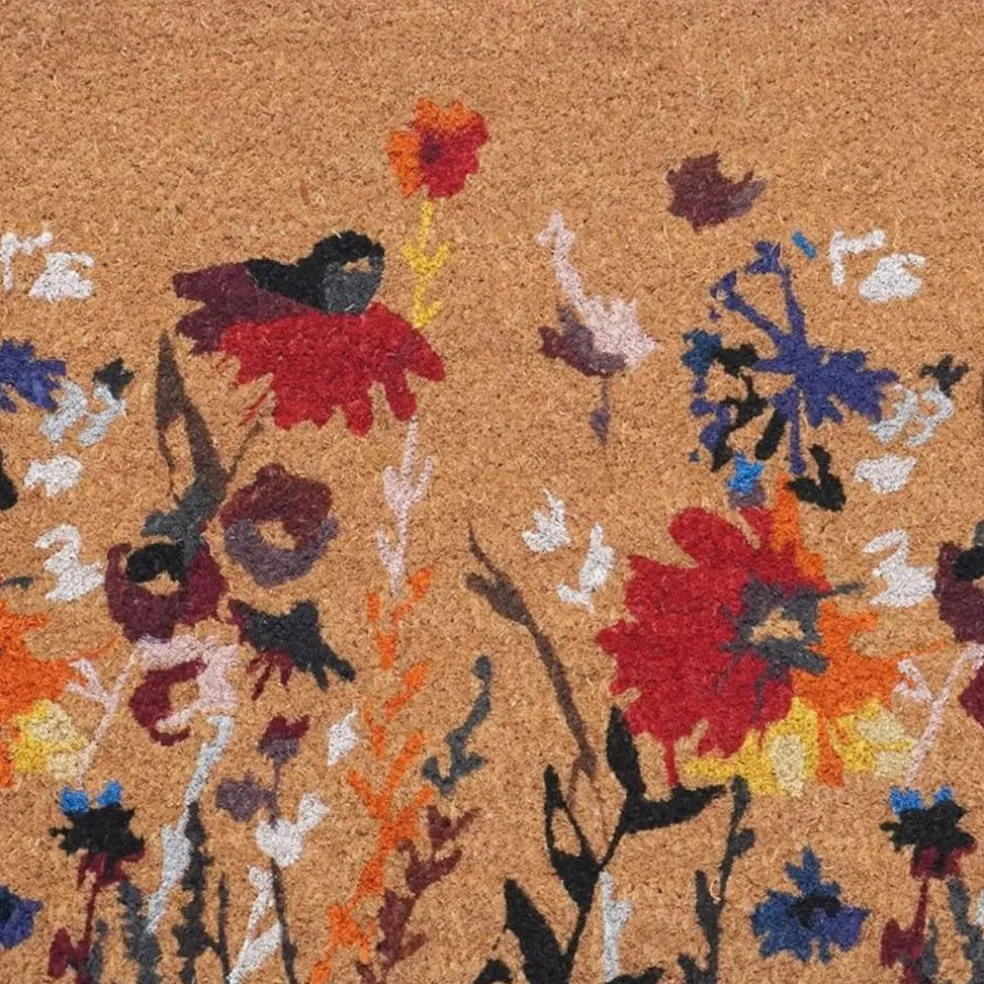 Edge Collections - 24" X 36" - Red - Durable Floral Outdoor Door Mat - 1 Piece