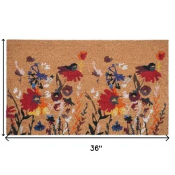 Edge Collections - 24" X 36" - Red - Durable Floral Outdoor Door Mat - 1 Piece