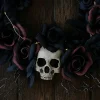 Eerie Dead Roses Skull Light-Up Halloween Wreath 23.5"