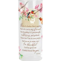 Elanze Designs Birds Of A Feather Flock Together - I'm Thankful - Alda Maria - 10x4 Inch Multicolor Glass LED Votive Candle Holder