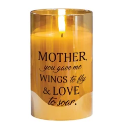 Elanze Designs Mother, You Gave Me Wings Yellow 5 x 3 Glass Candle In Glass