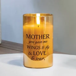 Elanze Designs Mother, You Gave Me Wings Yellow 5 x 3 Glass Candle In Glass