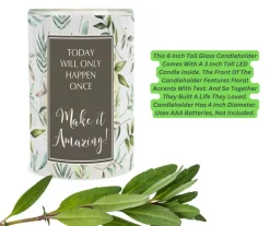 Elanze Designs Today Only Happens Once - Make It Amazing - 5.7x4 Inch Green Glass LED Votive Candle Holder
