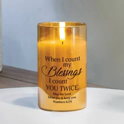Elanze Designs When I Count My Blessings Yellow 5 x 3 Glass Candle In Glass