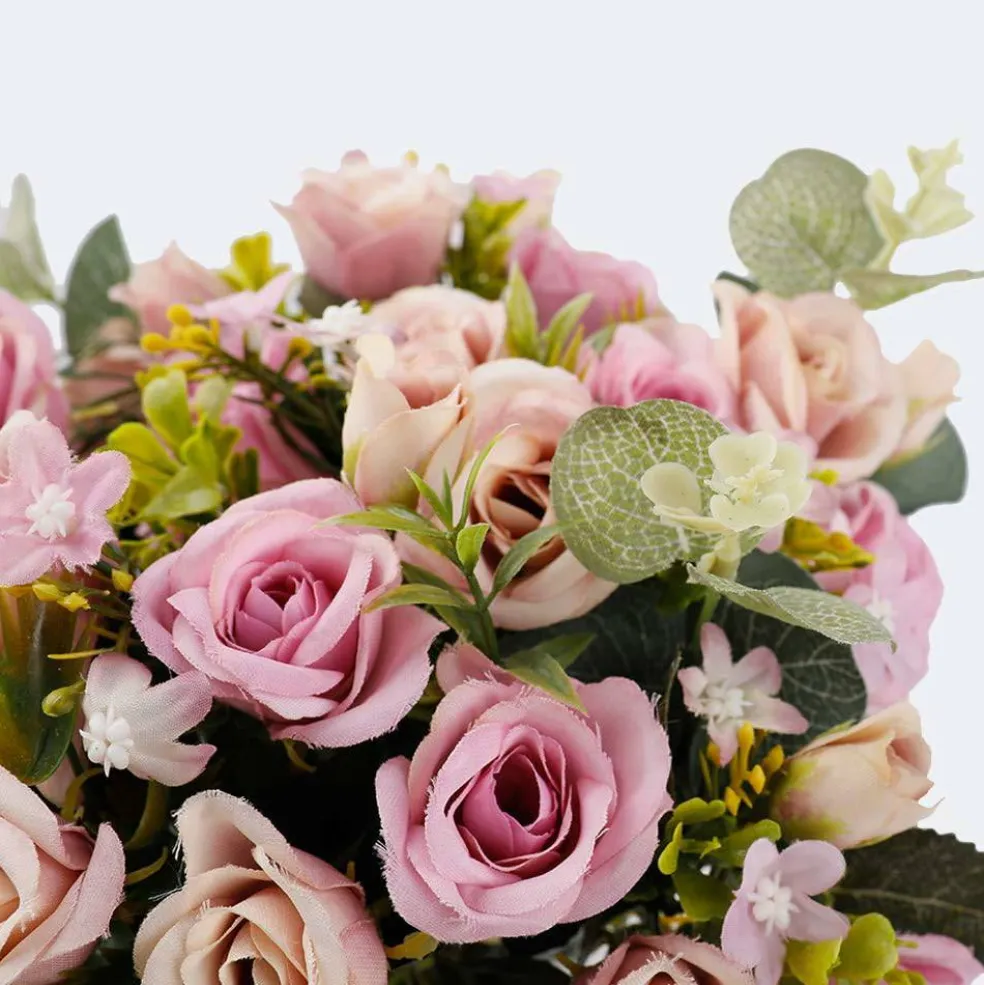Elegant Artificial Silk Rose Bouquet with Vase – Perfect for Home, Office & Event Décor