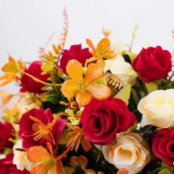 Elegant Artificial Silk Rose Bouquet with Vase – Perfect for Home, Office & Event Décor