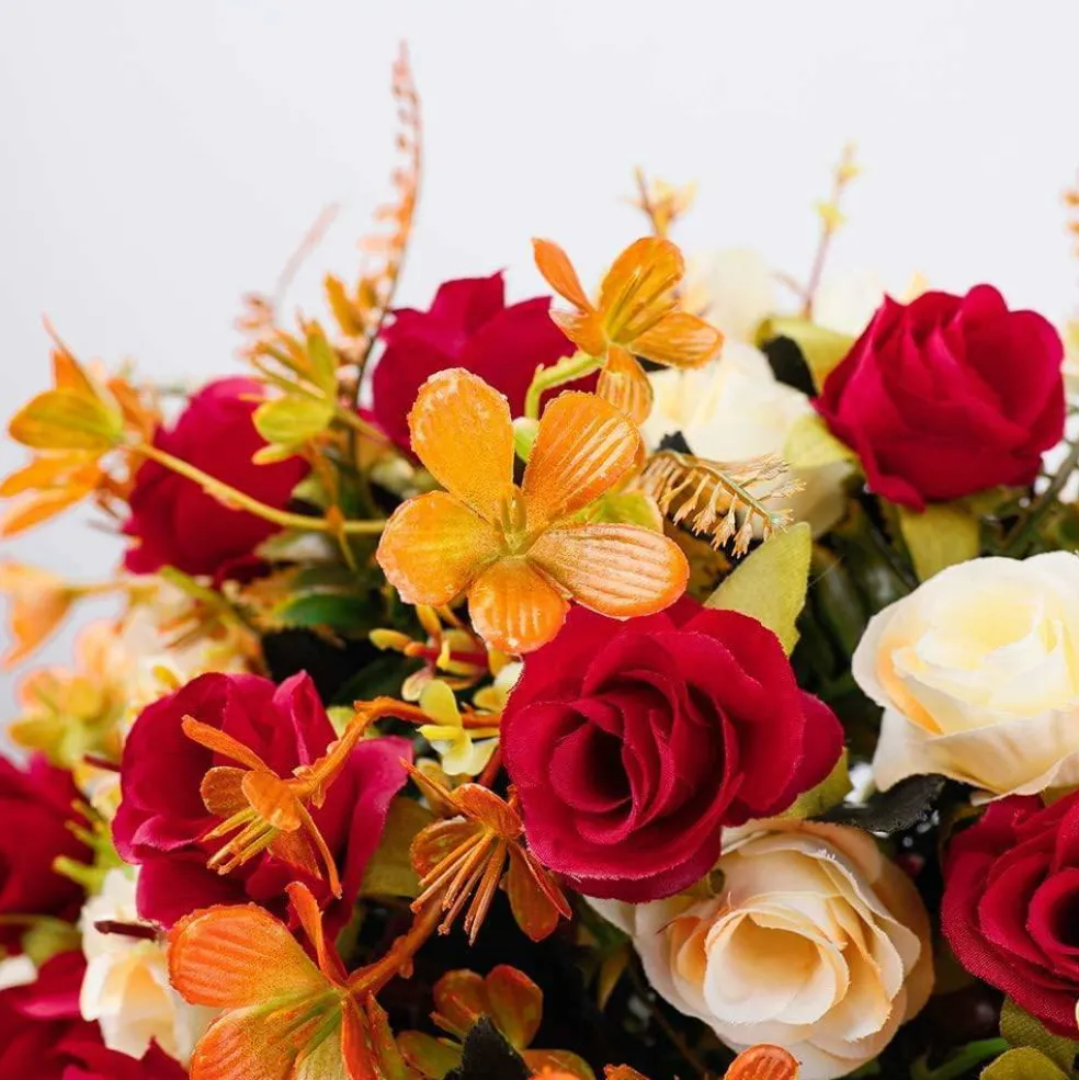 Elegant Artificial Silk Rose Bouquet with Vase – Perfect for Home, Office & Event Décor