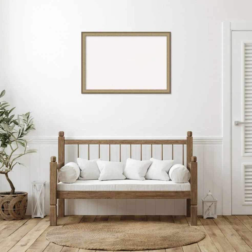 Elegant Brushed Narrow Framed Corkboard, White Cork