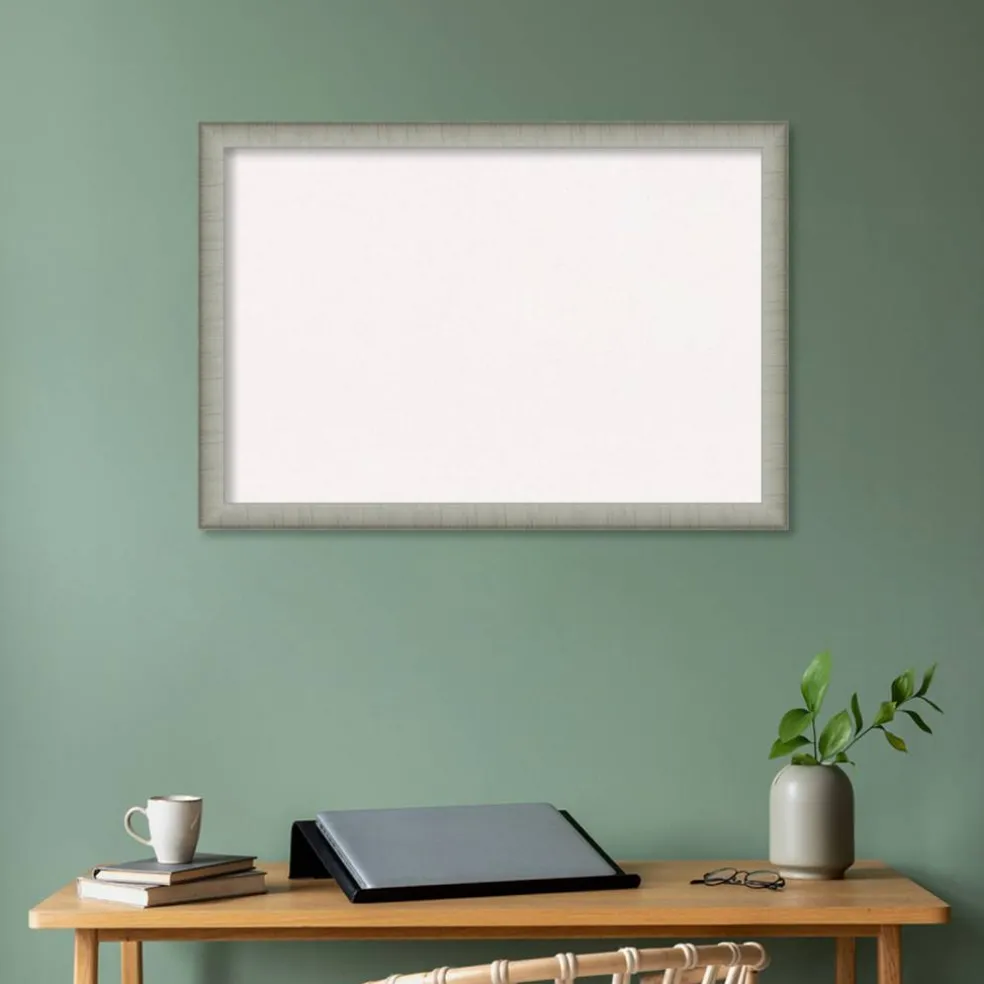 Elegant Brushed Narrow Framed Corkboard, White Cork