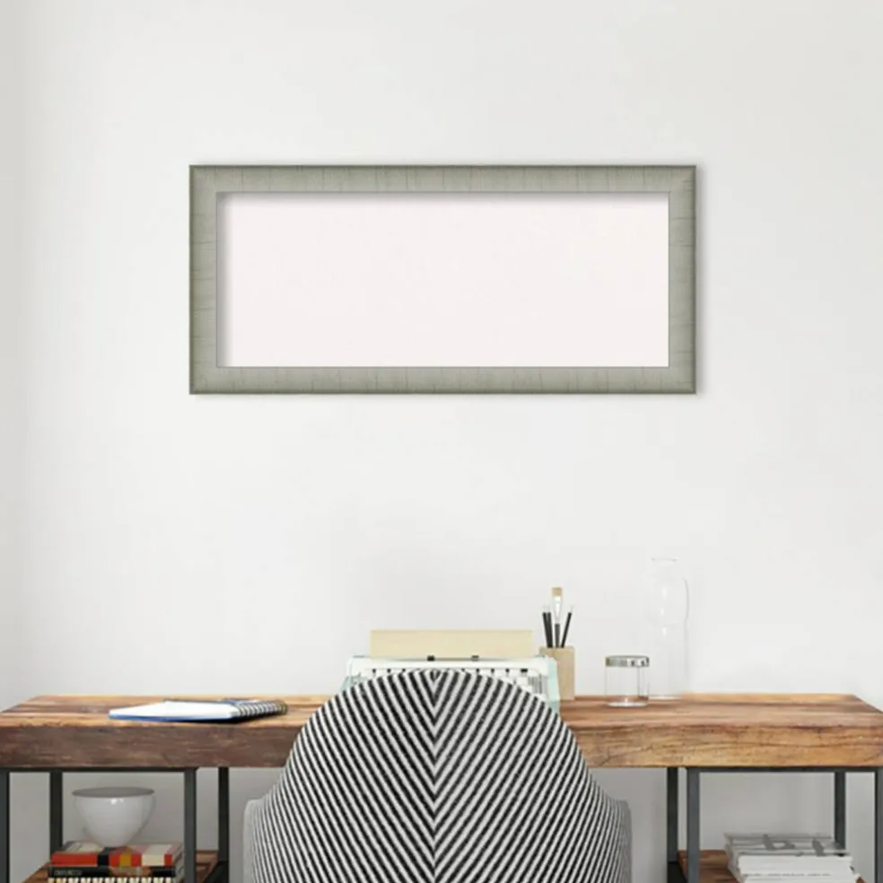 Elegant Brushed Narrow Framed Corkboard, White Cork