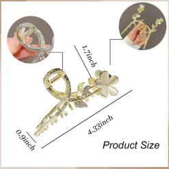 Elegant Cat Eye Flower Hair Accessories - 1Pc Strong Hold Large Jaw Clip for Thick or Thin Ponytails, Non-Slip Unique Design for Women