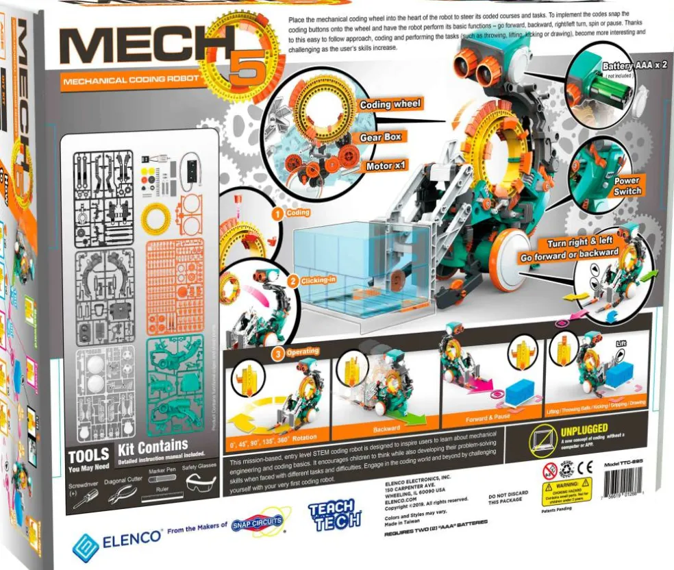 Elenco® Teach Tech™ Mech-5 Programable Mechanical Robot Coding Kit