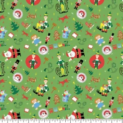 Elf Movie Green Toss Cotton Quilting Fabric
