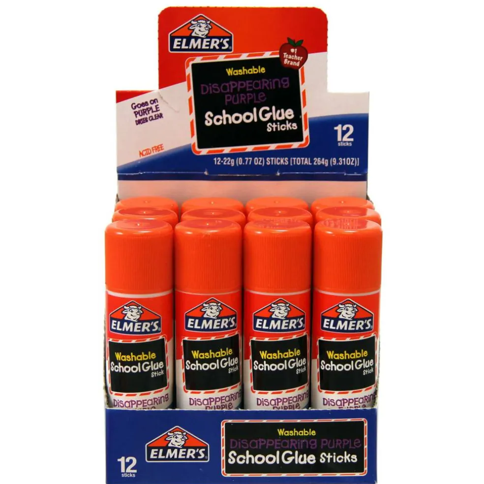 Elmer's® 0.77oz. Disappearing Purple Washable School Glue Sticks, 12ct.
