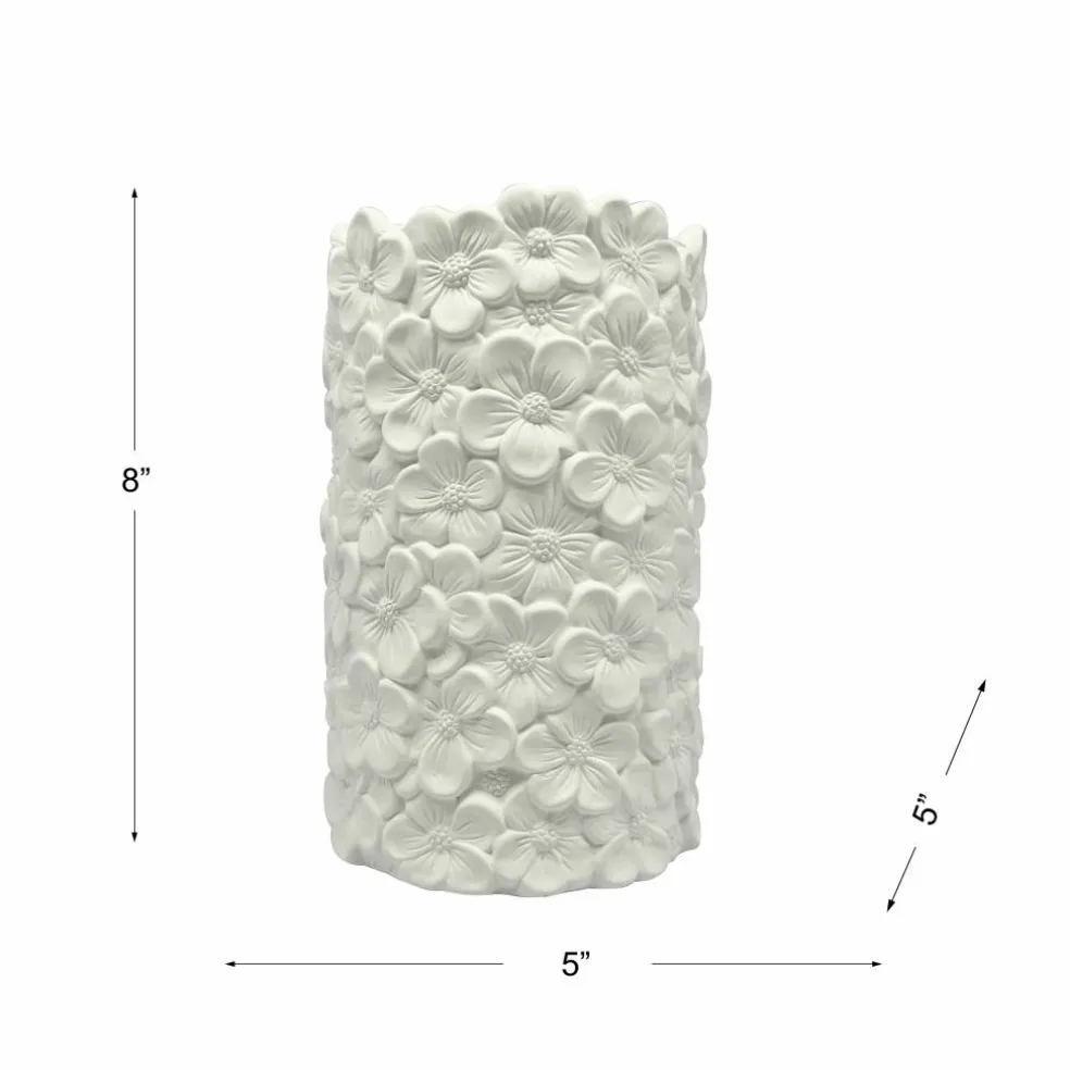 8" Embossed Floral DIY Tall Ceramic Cylinder Vase by Make Market®