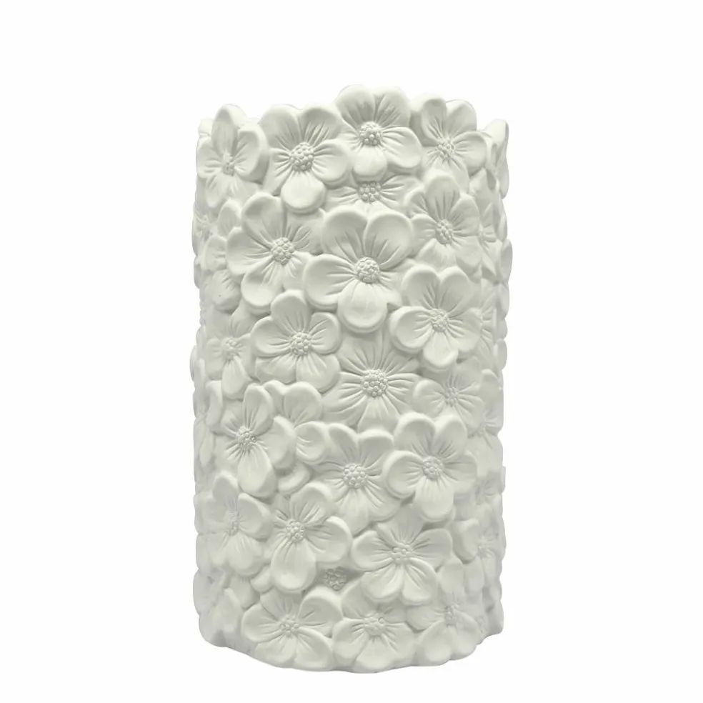 8" Embossed Floral DIY Tall Ceramic Cylinder Vase by Make Market®