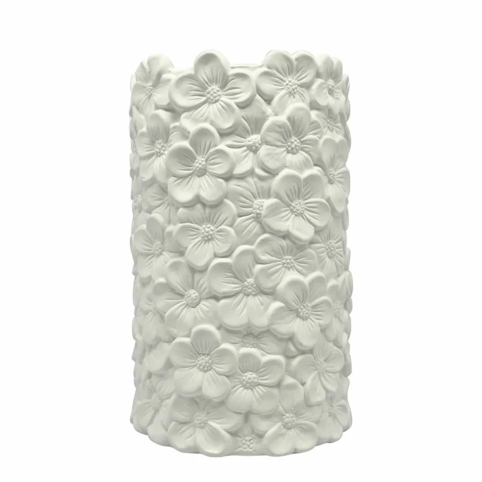 8" Embossed Floral DIY Tall Ceramic Cylinder Vase by Make Market®
