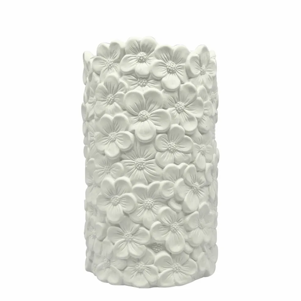 8" Embossed Floral DIY Tall Ceramic Cylinder Vase by Make Market®