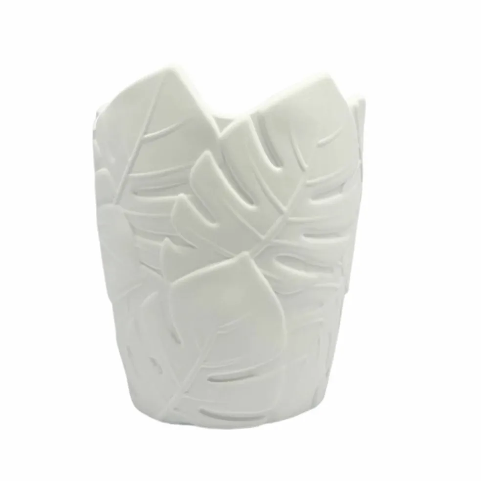 6.5" Embossed Leaves DIY Ceramic Vase by Make Market®