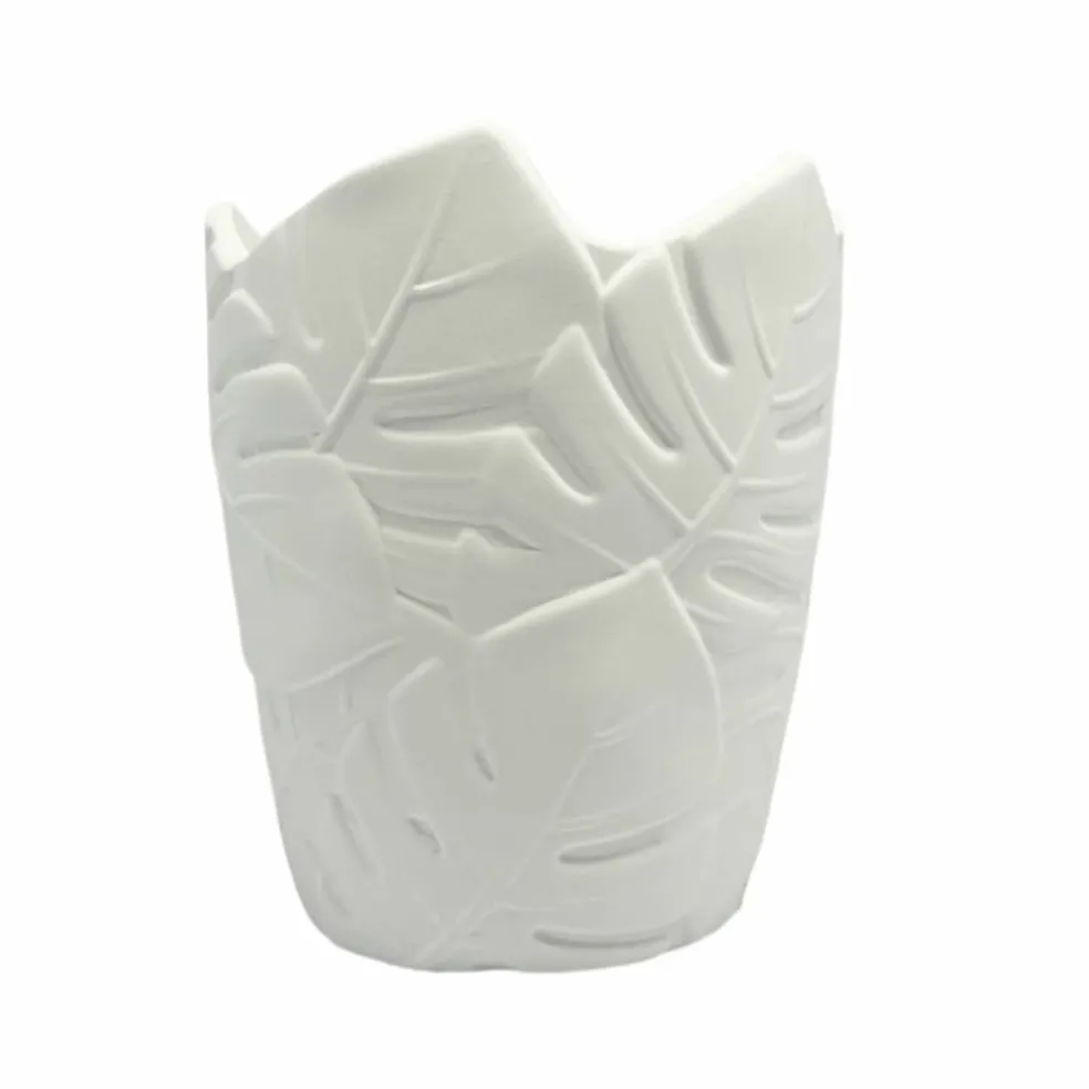 6.5" Embossed Leaves DIY Ceramic Vase by Make Market®
