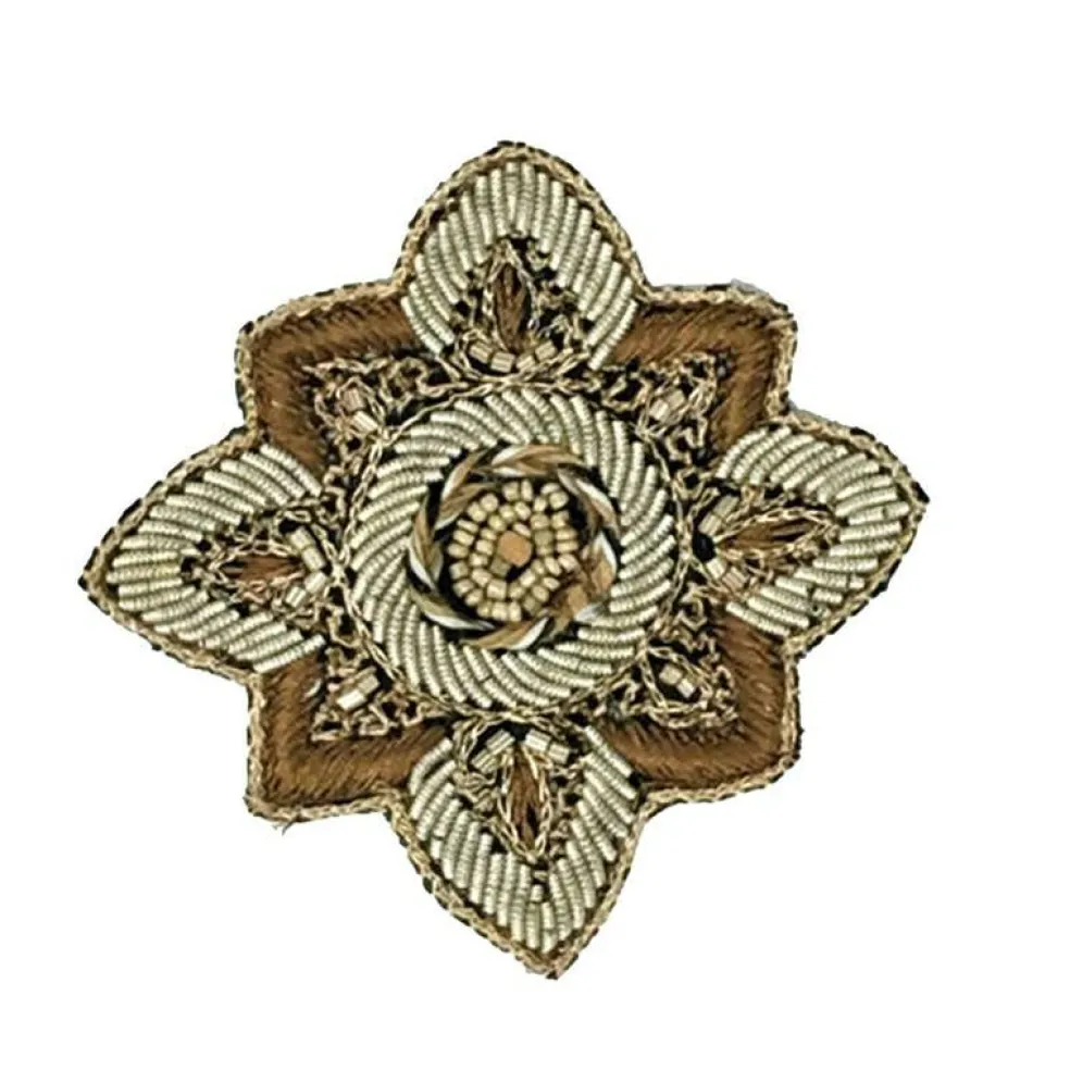 Embroidered Beaded Ornate Emblem Patch 3½" x 3½"