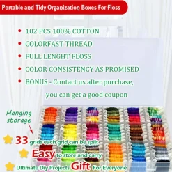 Embroidery Floss Cross Stitch Threads String Kits with Organizer Storage Box Included 108pcs Colorful Friendship Bracelets Floss with Number Stickers&Floss Bobbins &110 Pcs Cross Stitch Tool Kits