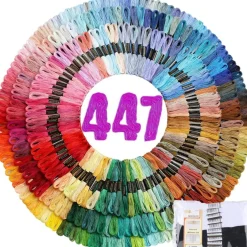 Embroidery Floss | Rainbow Thread for Embroidery, Cross Stitch Thread, Crafting Arts Embroidery Strings Bulk with Needles Plus White and Black Floss๏ผ447 Colors๏ผ