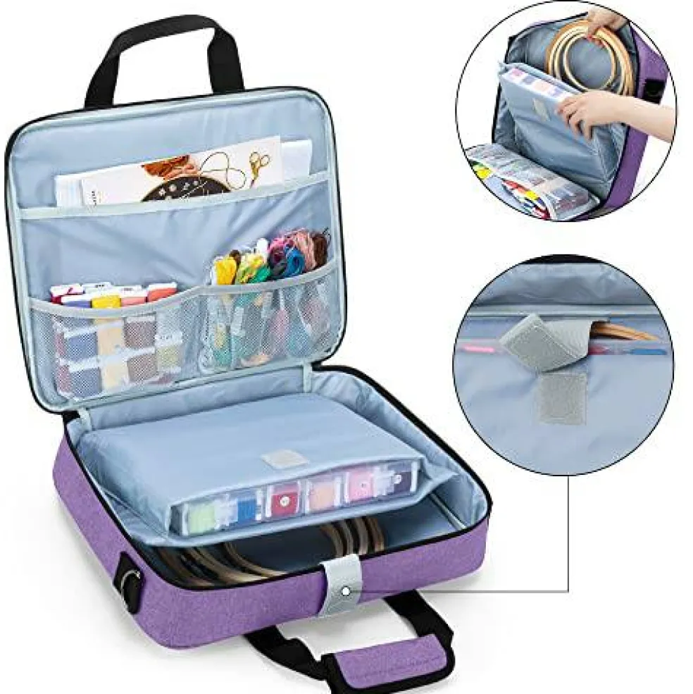 Embroidery Project Bag, Embroidery Kits Storage Bag (Bag Only), Purple