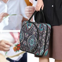 Embroidery Project Bag, Square Embroidery Supplies Storage Tote Bag, Portable Craft Carry Case for Embroidery Kits and Cross Stitch Kits Tools, Multiple Pockets, Totem, Bag Only