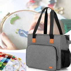 Embroidery Project Carrying Bag, Embroidery Kits Storage Bag (Bag Only), Gray