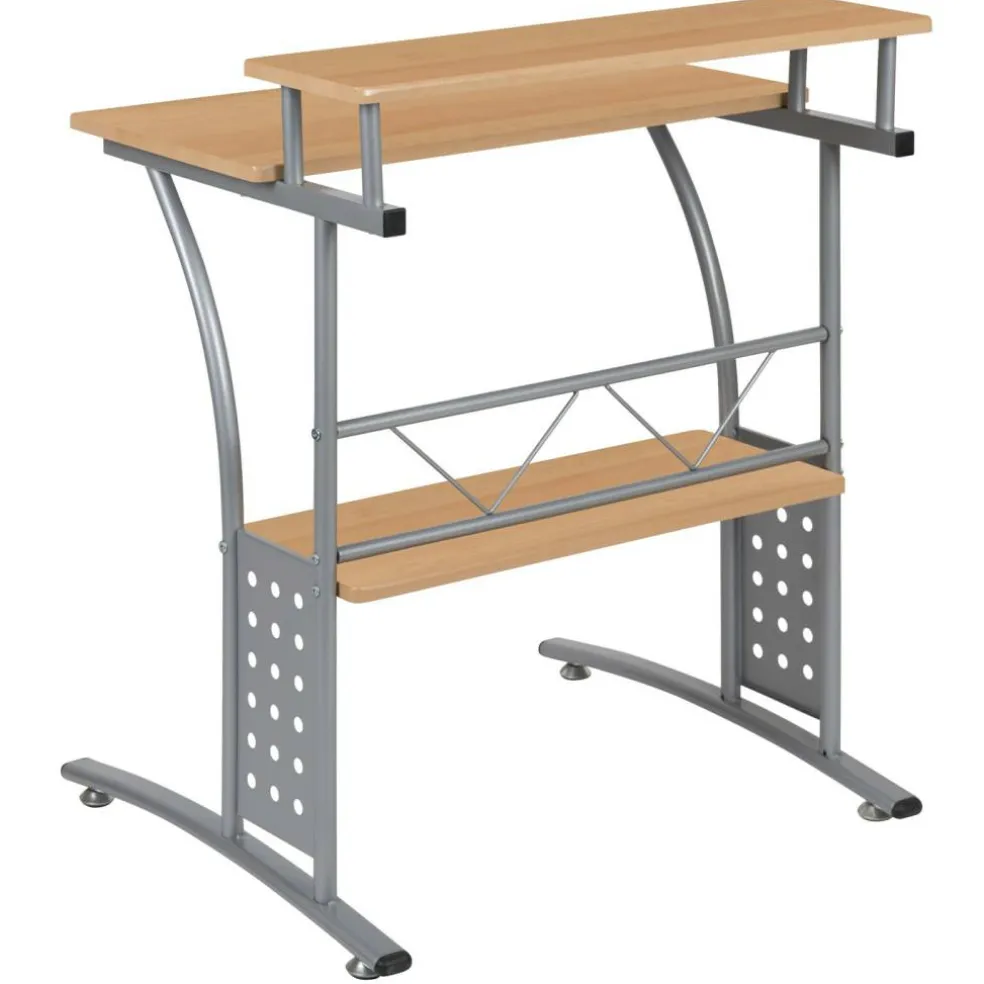 Emma and Oliver Computer Desk with Top and Lower Storage Shelves