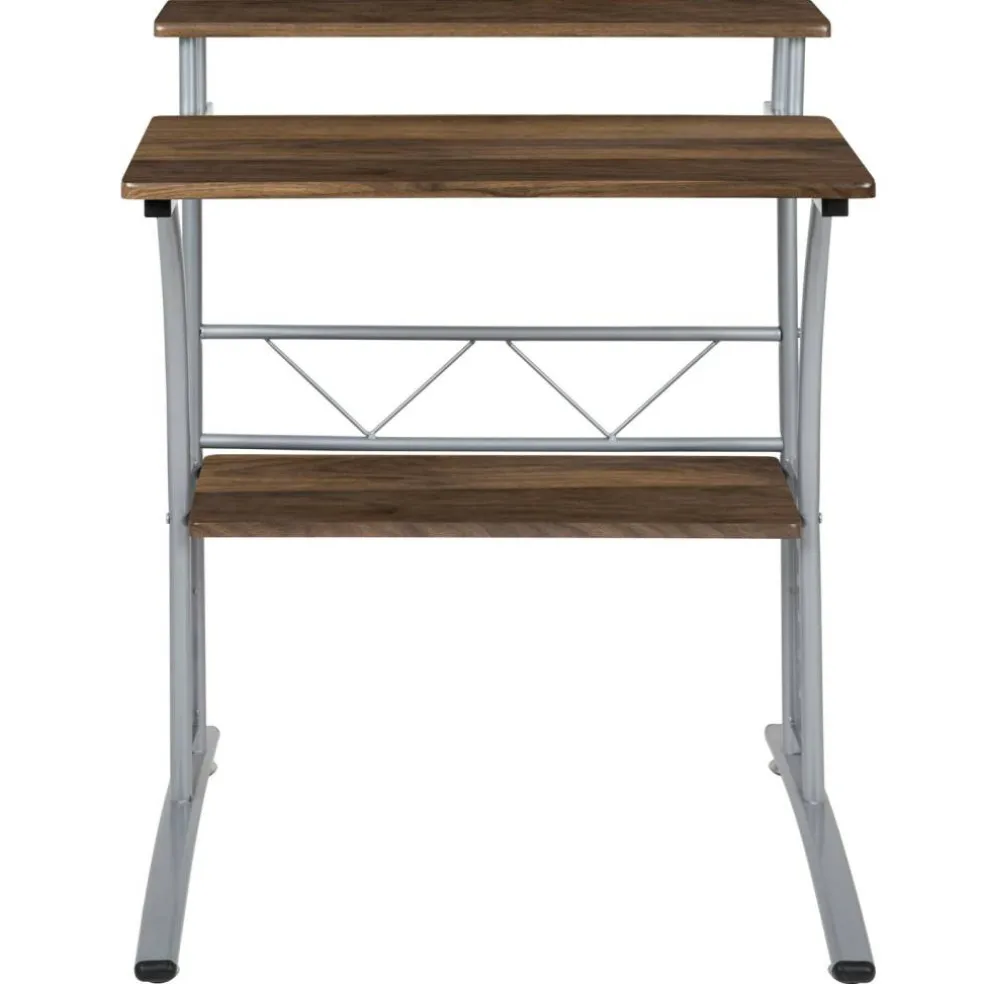 Emma and Oliver Computer Desk with Top and Lower Storage Shelves