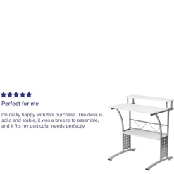 Emma and Oliver Computer Desk with Top and Lower Storage Shelves