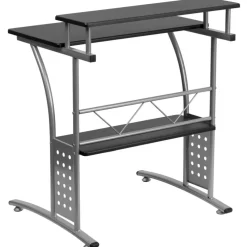 Emma and Oliver Computer Desk with Top and Lower Storage Shelves