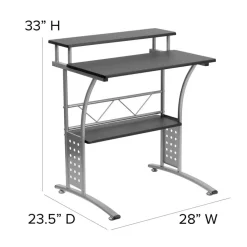 Emma and Oliver Computer Desk with Top and Lower Storage Shelves