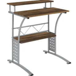 Emma and Oliver Computer Desk with Top and Lower Storage Shelves
