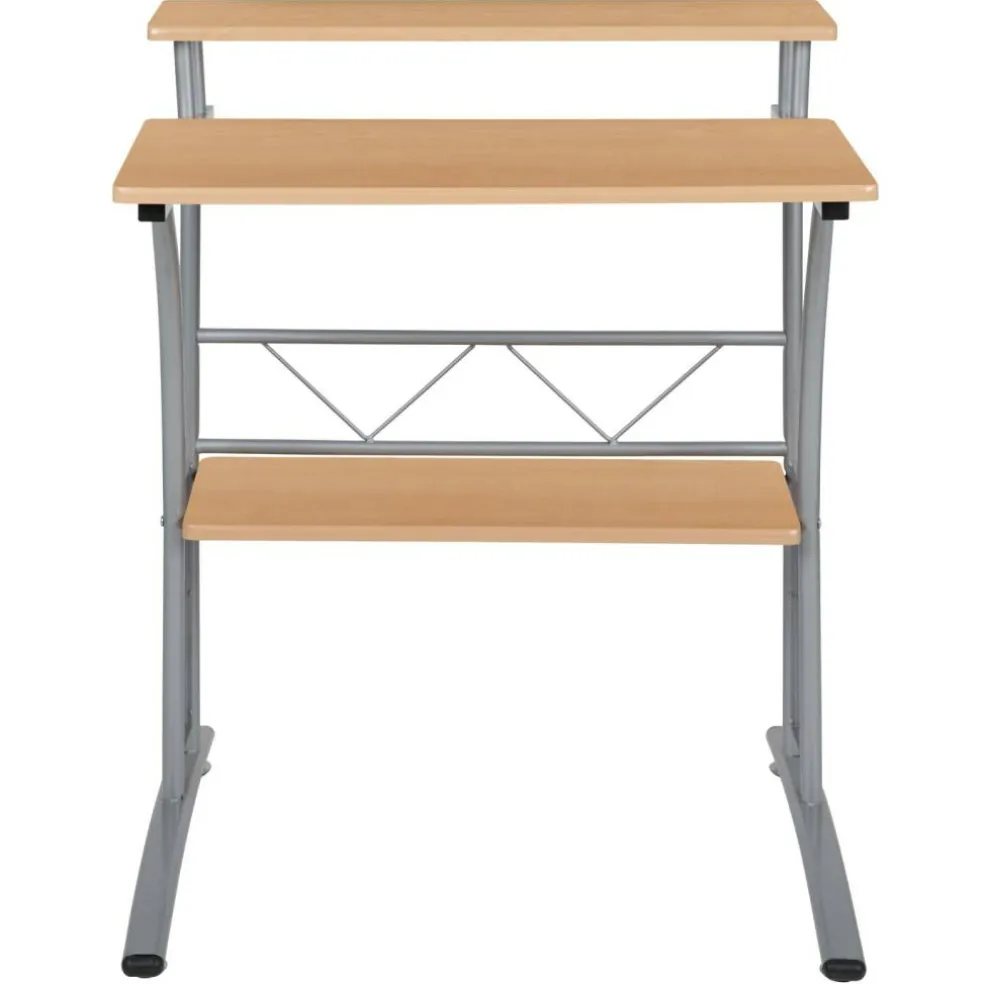 Emma and Oliver Computer Desk with Top and Lower Storage Shelves