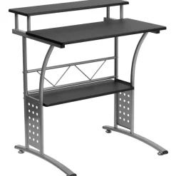 Emma and Oliver Computer Desk with Top and Lower Storage Shelves