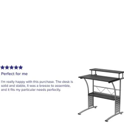 Emma and Oliver Computer Desk with Top and Lower Storage Shelves