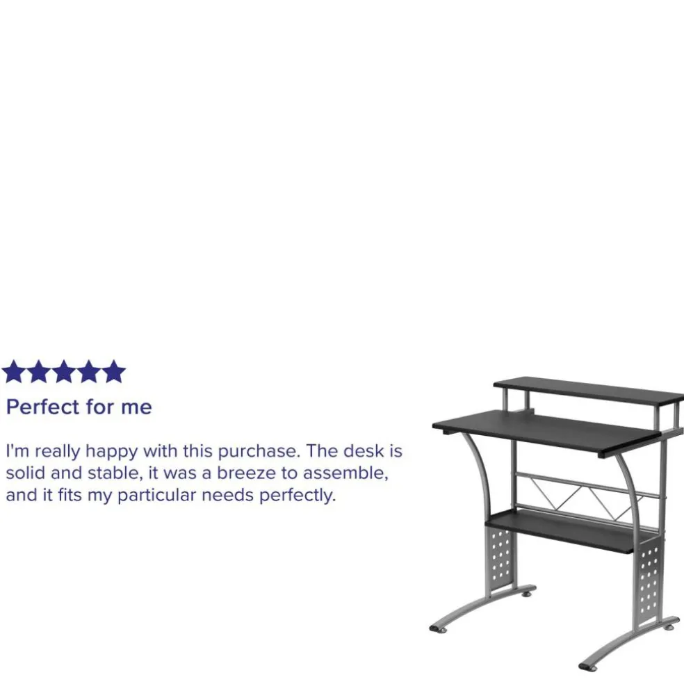 Emma and Oliver Computer Desk with Top and Lower Storage Shelves