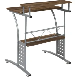 Emma and Oliver Computer Desk with Top and Lower Storage Shelves