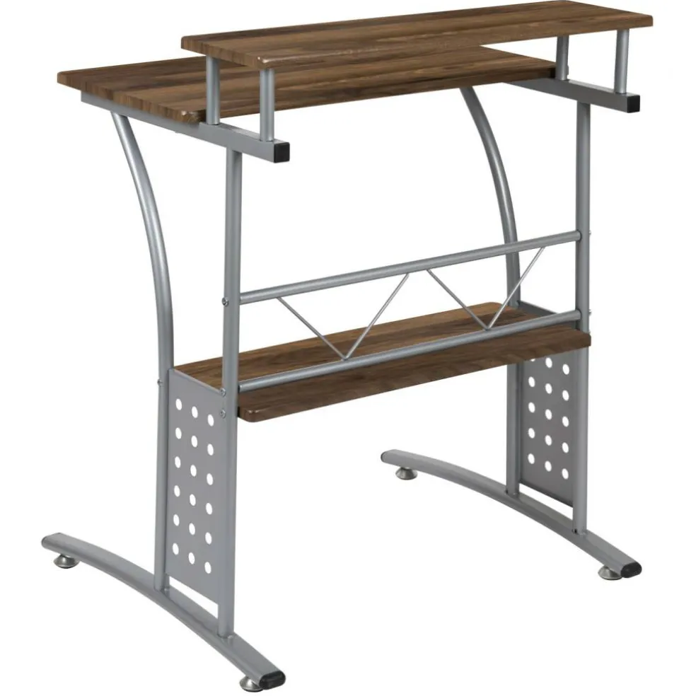 Emma and Oliver Computer Desk with Top and Lower Storage Shelves