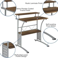 Emma and Oliver Computer Desk with Top and Lower Storage Shelves